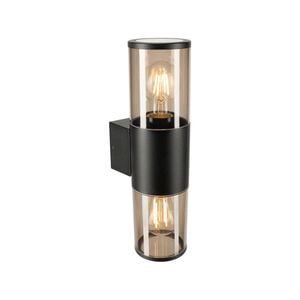 Brilliant Denison Black Up Down Wall Light With 7W LED Globes