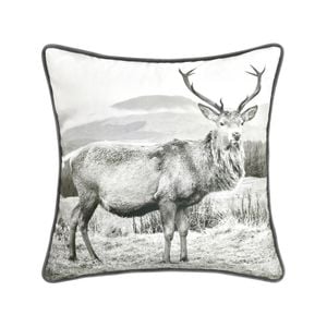 Bianca Alpine Stag 43x43cm Sepia Velvet Cushion Pillow Square