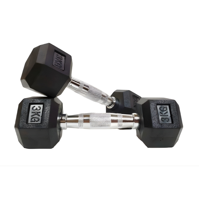 Morgan Rubber Hex Dumbbells - Pair [3kg]