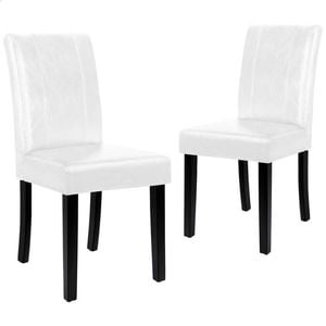 ALFORDSON Set of 2 Dining Chairs Cafe Kitchen High-Back Chair Glossy PU Leather White