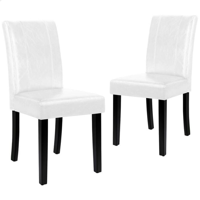 ALFORDSON Set of 2 Dining Chairs Cafe Kitchen High-Back Chair Glossy PU Leather White
