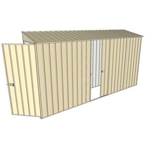 Build-a-Shed 0.8 x 3.7 x 2m Skillion Single Hinged Door Shed with Single Sliding Side Door - Cream