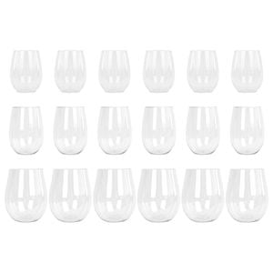 Argon Tableware 18pc Plastic Wine Glasses Set - Reusable Stemless Cocktail Champagne Tumbler Drinking Cups