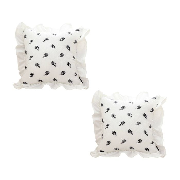 SOGA 2X 45cm White Ruffled Throw Pillows