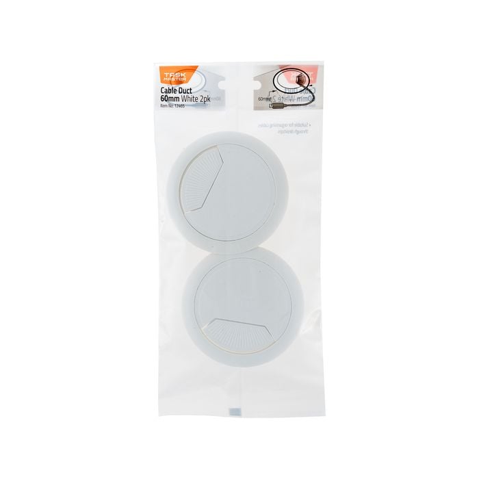 Taskmaster 60mm White Cable Duct - 2 Pack