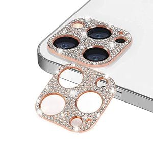 Camera Lens Protector Cover Bling Rhinestone Diamond - For Apple iPhone 13 / 13 mini (Rose gold)