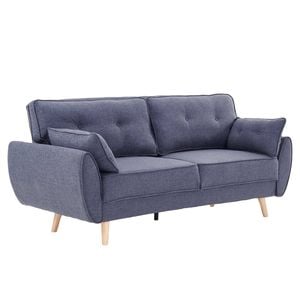 Sarantino 3 Seater Modular Linen Fabric Wood Sofa Bed Couch- Dark Grey