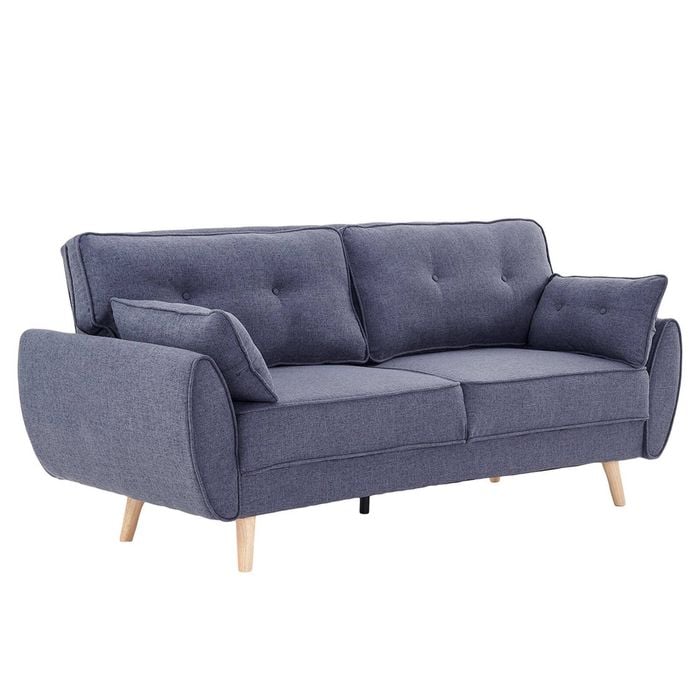 Sarantino 3 Seater Modular Linen Fabric Wood Sofa Bed Couch- Dark Grey