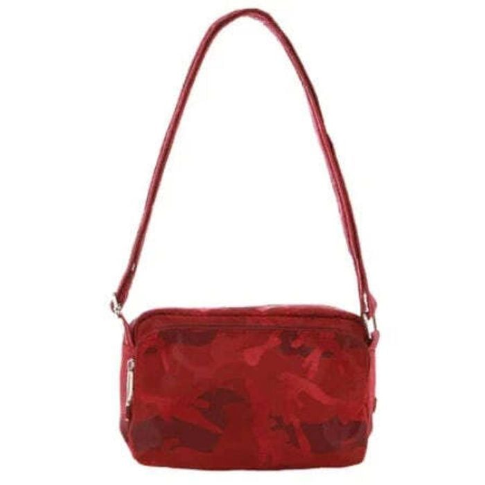 Pierre Cardin Anti-theft Cross Body Bag Wine Camo 23x9x26cm
