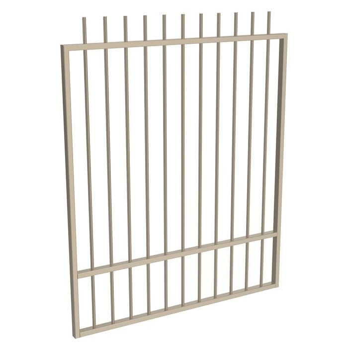 ProtectorAl 800 - 1200 x 1500mm Paperbark Aluminium Picket Top Pool Gate With Mid Rail