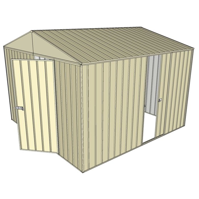 Build-a-Shed 3.0 x 3.0 x 2.3m Gable Single Sliding Side Door Shed - Cream
