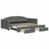 vidaXL Daybed with Trundle and Drawers Sofa Bed Single Size Dark Grey Fabric