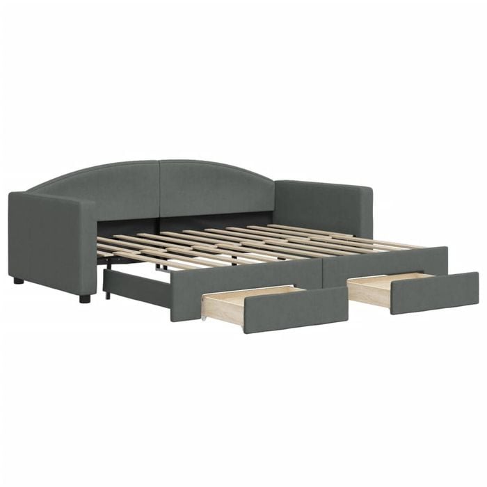 vidaXL Daybed with Trundle and Drawers Sofa Bed Single Size Dark Grey Fabric