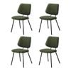 Oikiture 4x Dining Chair Vintage Retro Polyester Kitchen Padded Lounge Green