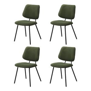 Oikiture 4x Dining Chair Vintage Retro Polyester Kitchen Padded Lounge Green