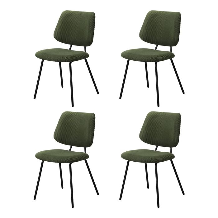 Oikiture 4x Dining Chair Vintage Retro Polyester Kitchen Padded Lounge Green