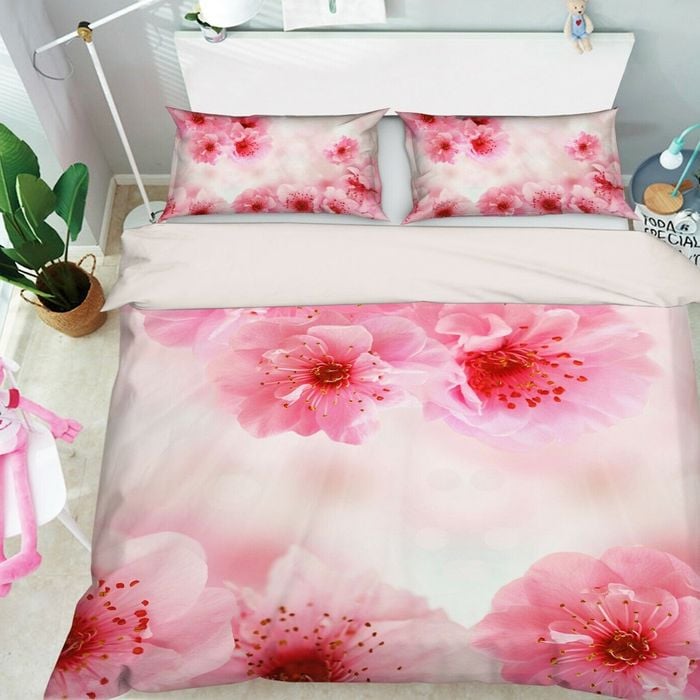 3D Peach Blossom 299 Bed Pillowcases Quilt Queen Size