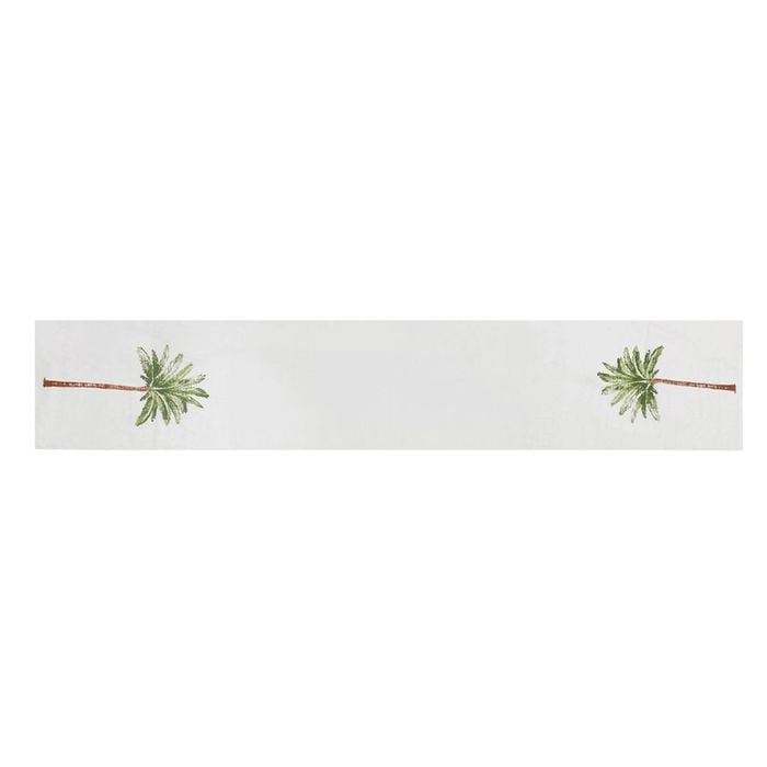 Maine & Crawford St Barts 150x33cm Palm Print Cotton Table Runner - White