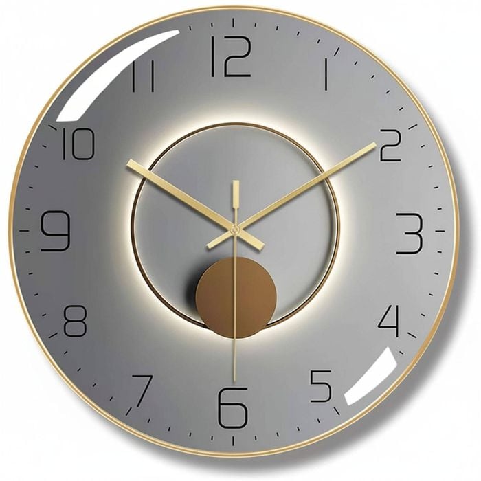 3D Curved Glass Wall Clock, Silent Battery Operated