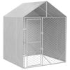 vidaXL Dog Kennel Outdoor Dog Crate Dog House with Roof Silver Galvanised Steel