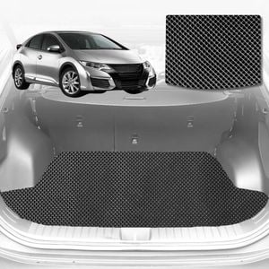 6D Diamond Car Boot Mat for Honda Civic (Hatch, 9th Gen)2012-2016-Sedan-Cargo Mat-Black-Outback GT