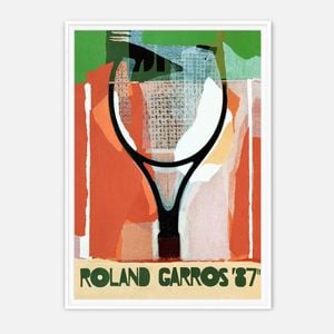 Galrie Vintage Roland Garros 1987 Tennis Poster -Iconic Sports Art Print for Collectors, White Frame, A1 60 x 84cm (23 x 33inch)