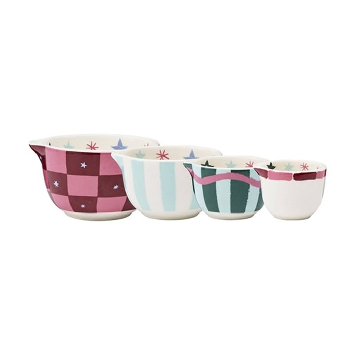 4pc Porto Tis The Season Measuring Cups Stoneware Festive Multicolour
