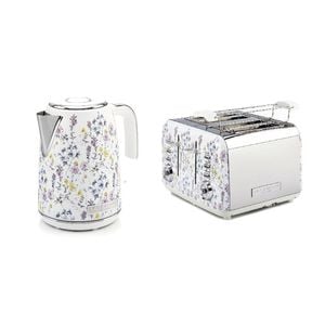 2pc Laura Ashley 1.7L Jug Electric Kettle & 4 Slice Toaster Set - Wild Meadow