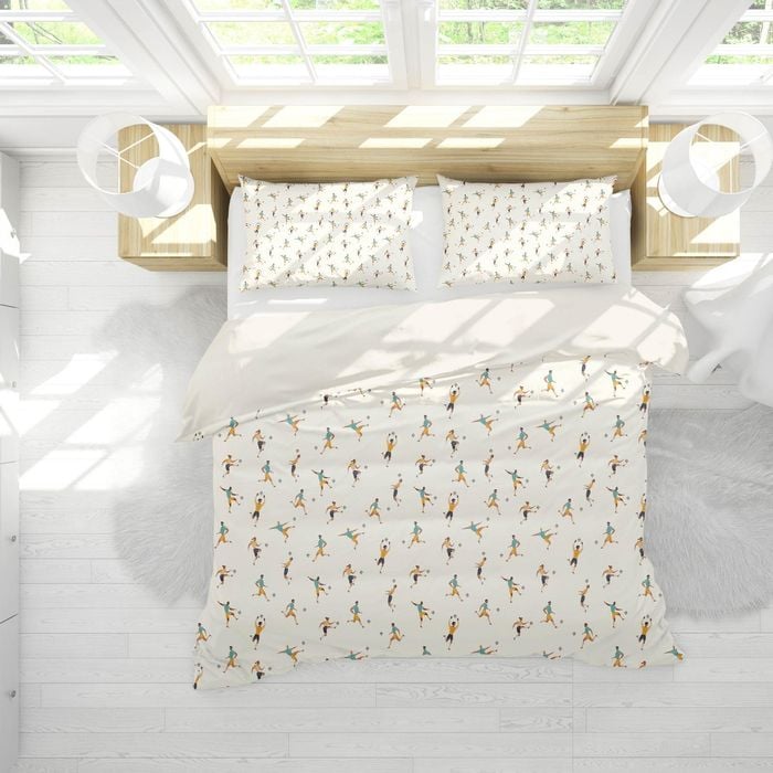 3D Creamy White Football Soccer Player Quilt Cover Set Bedding Set Pillowcases 182