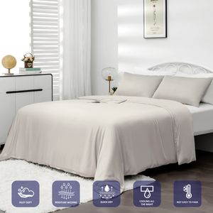 LINENOVA 100% Organic Bamboo Quilt Cover Set - Double,Latte