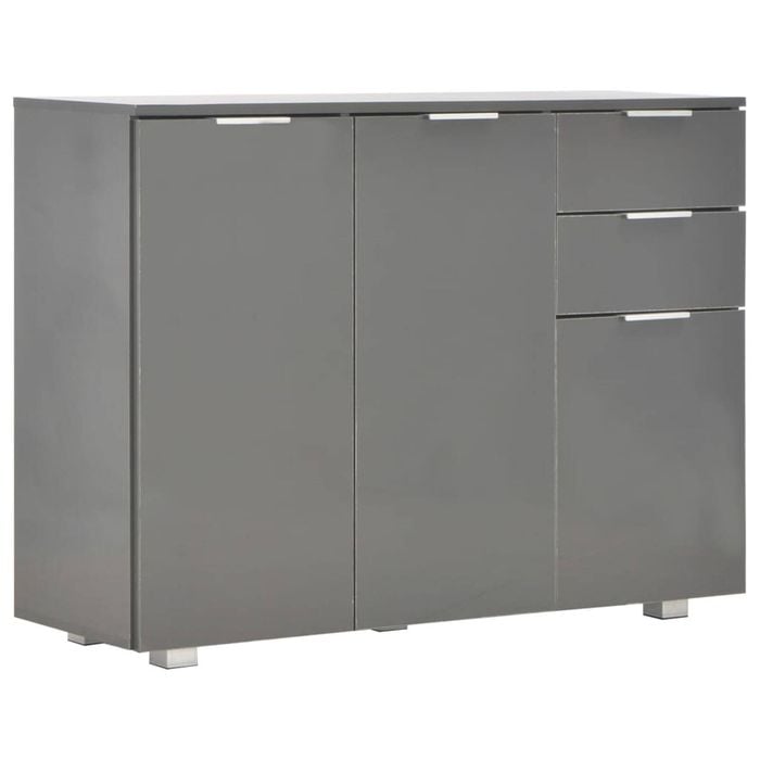 vidaXL Sideboard High Gloss Grey Hallway Kitchen Storage Cabinet
