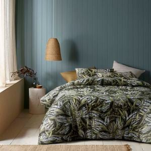 Accessorize Bedroom Collection King Green Styx Washed Cotton Printed Quilt Cover Set