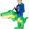Inflatable Kids Piggyback Ride On Crocodile Costume - One Size