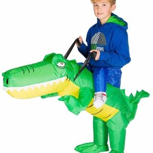 Inflatable Kids Piggyback Ride On Crocodile Costume - One Size