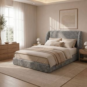 Milano Urbana Luxe Tool Free Jacquard Bed Frame Grey Queen