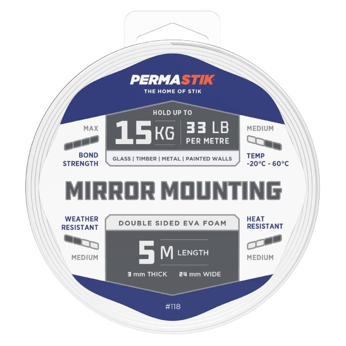 Permastik 5m x 24mm Mirror Mounting Tape