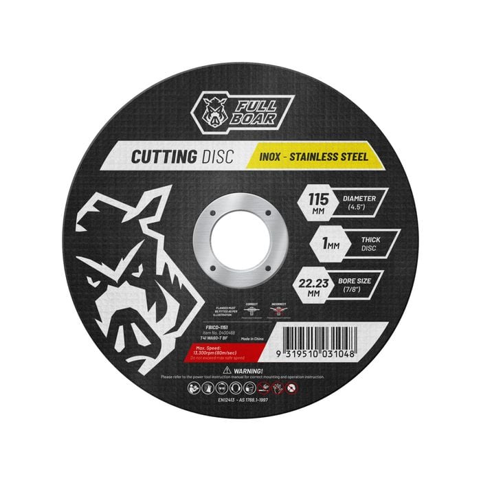 Full Boar 115mm (4.5”) x 1.0 x 22.23mm Inox Cutting Disc