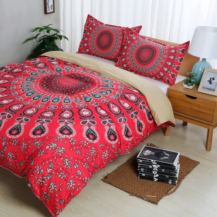 3D Bohemian Red Quilt Cover Set Bedding Set Pillowcases 119
