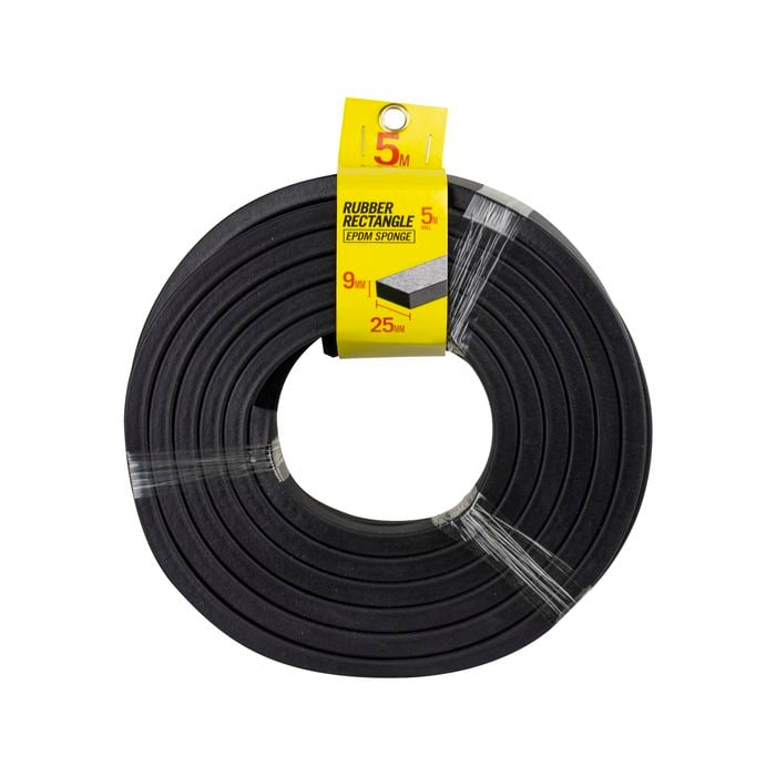 Moroday 9 x 25mm x 5m Black Rubber Rectangle