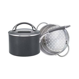 Anolon Endurance+ 18cm/2.8L Aluminium Saucepan w/ Steamer Round Cookware Grey
