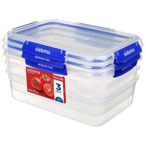 Sistema Klip It Plus Food Storage Rectangle Container 2.2l 3 Pack Food Preparation Kitchen Storage