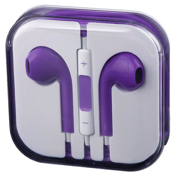Handsfree Headphone Earphone w/ Mic 3.5mm Connector Jack - Purple