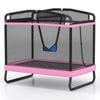 Costway 6 Ft Kids Trampoline W/swing Rectangle Rebounder Pink