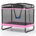 Costway 6 FT Kids Trampoline w/Swing Rectangle Rebounder Pink