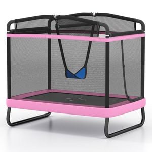 Costway 6 Ft Kids Trampoline W/swing Rectangle Rebounder Pink
