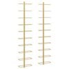 vidaXL 2x Wall Mounted Wine Racks for 10 Bottles Gold Iron Bottle Holder Shelf