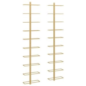 vidaXL 2x Wall Mounted Wine Racks for 10 Bottles Gold Iron Bottle Holder Shelf