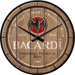 Nostalgic Art 30cm Bacardi Wood Barrel Round Metal Home/Office Wall Clock
