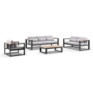 Balmoral 3+2+1 Seater Outdoor Aluminium And Teak Lounge Setting