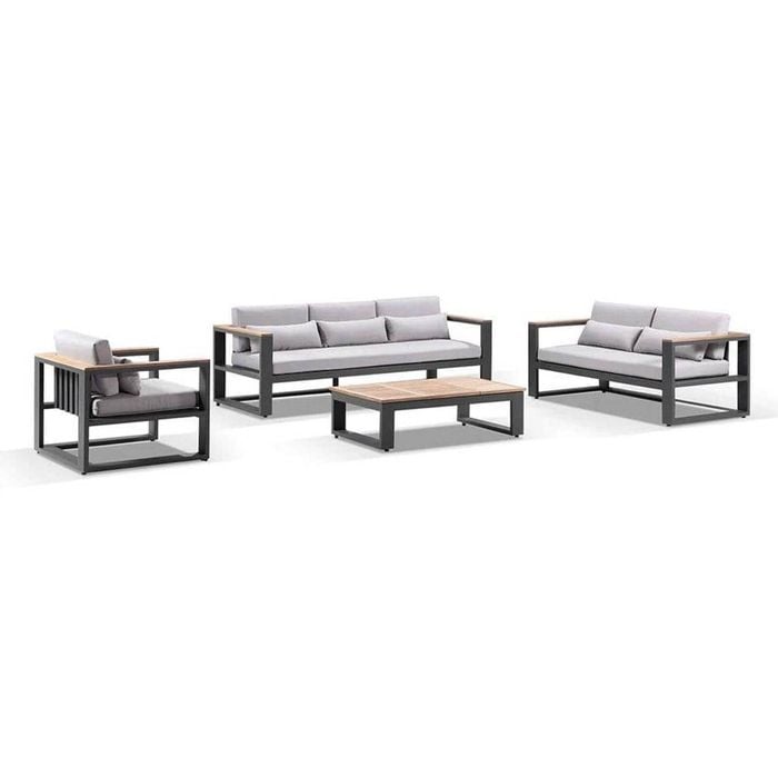 Balmoral 3+2+1 Seater Outdoor Aluminium And Teak Lounge Setting